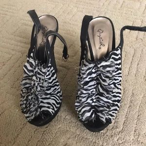 Zebra peep toe heels